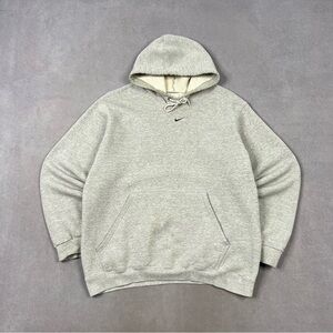 Vintage Nike Center Swoosh Gray Sweatshirt Hoodie Casual Comfort